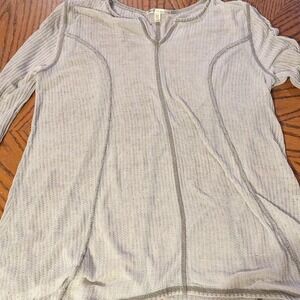 Seven7 Top Womens Potassium Wash Waffle Knit Long Sleeve Tunic Green Size Large